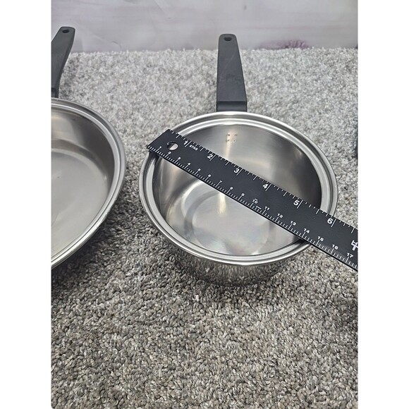 Vintage Flint Ware By Ekco 1 Qt Stainless Steel Sauce Pan With Lid And Skillet - Picture 5 of 16